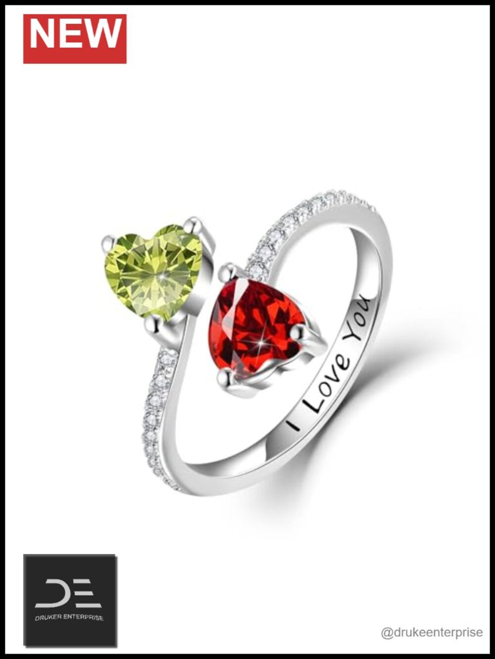 2 Birthstone Toi et Moi Rings for Women, Sterling S925 Silver Heart Rings,
